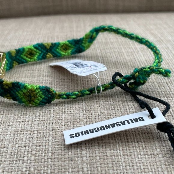 Dallas and Carlos Bracelet Handwoven AMICI Green Wristband SEXY Gold Tone Letter - Picture 8 of 11